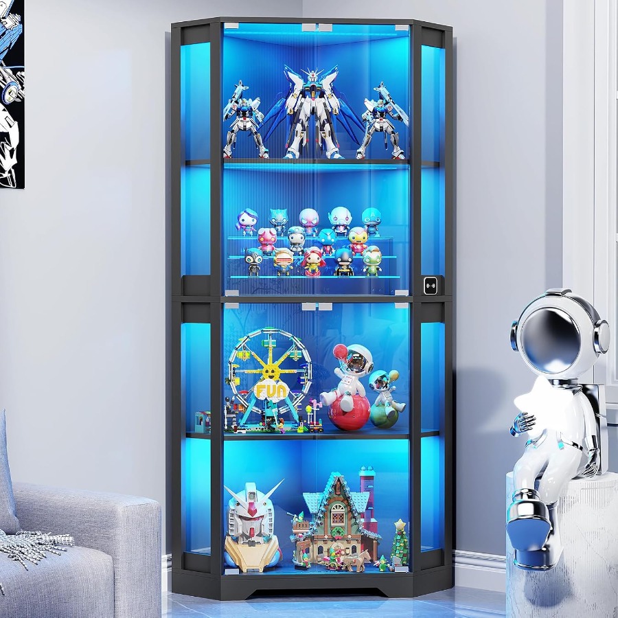 Lighted Corner Display Cabinet - đánh giá và giá Collectible & Vintage Dolls For Halloween